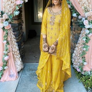 Mustard Yellow Sharara / Palazzo Salwar Set – Wedding & Haldi Wear